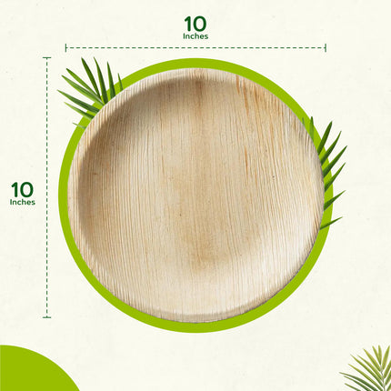 25cm (10") Round Biodegradable Palm Leaf Plates