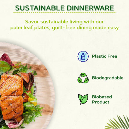 25cm (10") Round Biodegradable Palm Leaf Plates
