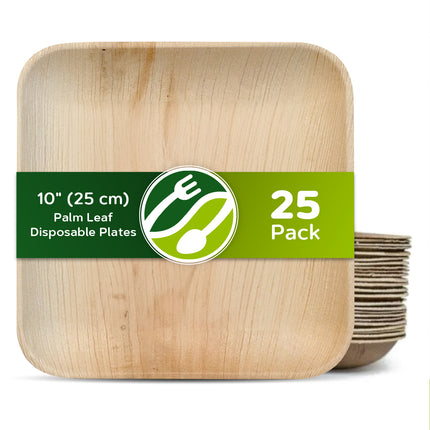 25cm (10") Square Biodegradable Palm Leaf Plates
