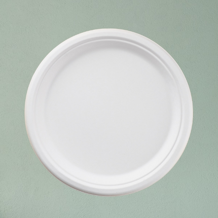 23cm (9") Disposable Round Bagasse Plates