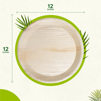 30cm (12") Round Biodegradable Palm Leaf Plates