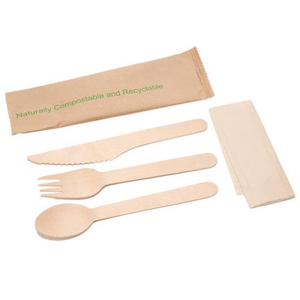 4 in 1 Wooden Disposable Cutlery