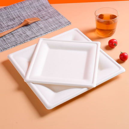 20cm (8") Compostable Square Bagasse Disposable Plates